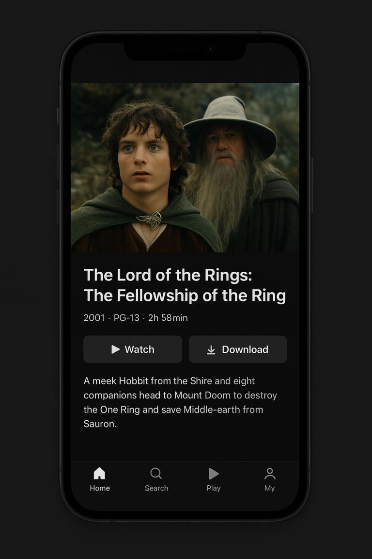 Castle app movie details page showing The Lord of the Rings