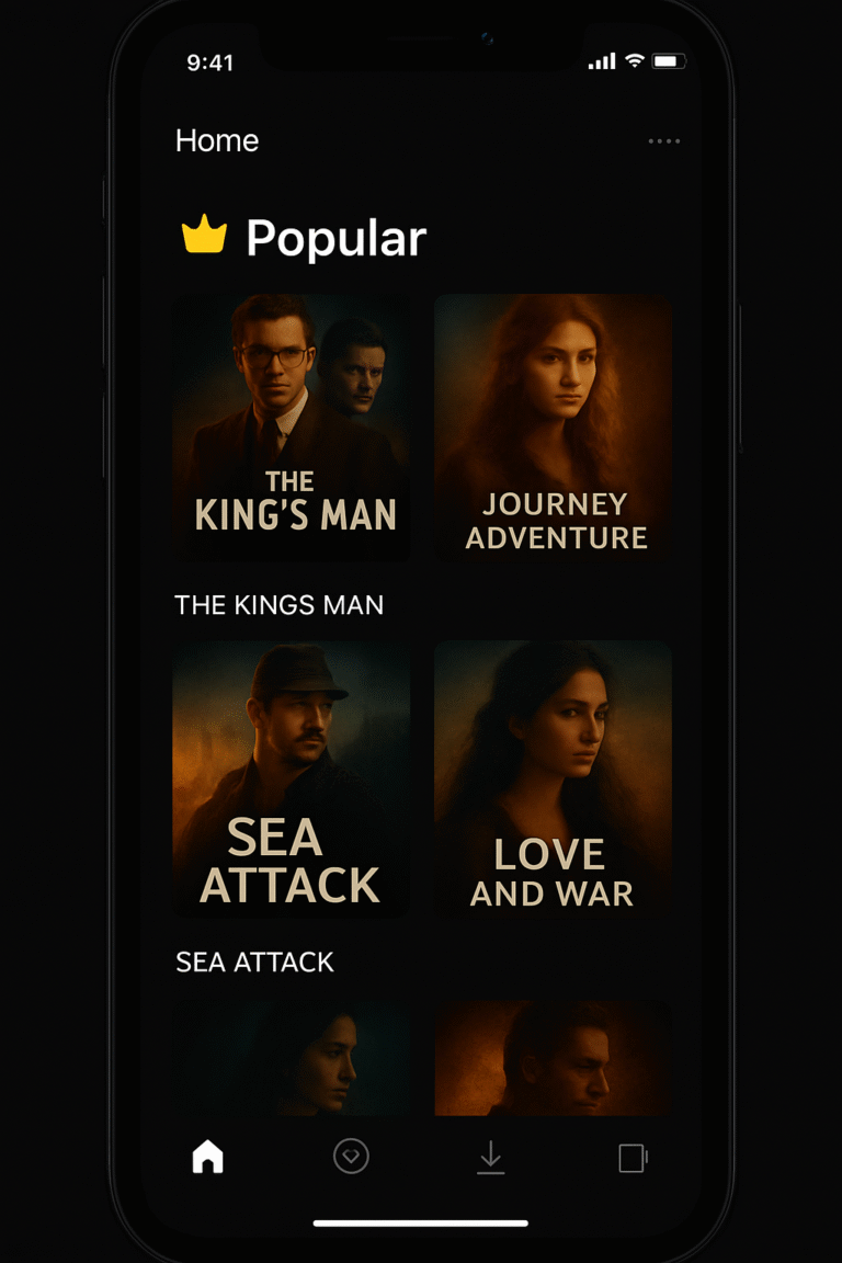 Popular movies section in Castle app with trending titles
