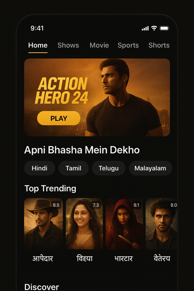 Castle app home screen featuring Action Hero 2 movie banner